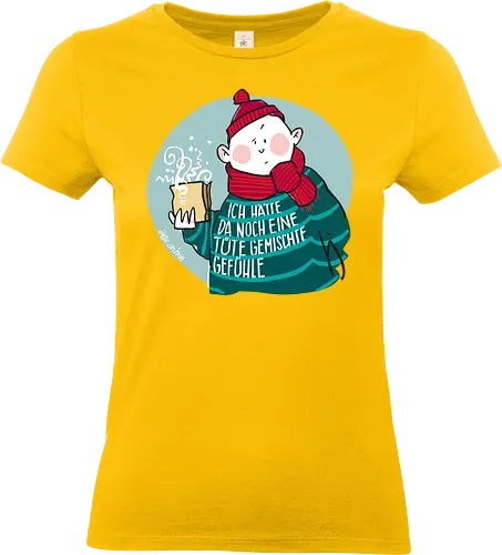 Gemischte Gefühle - Ringelpulliweisheit, Ringelpulli, Spruch, Weisheit, Lebensweisheit, handgezeichnet, Augeanhirn - Standard T-Shirt (Frauen)