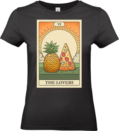 Pizza & Pineapple Unexpected Lovers  - pizza, astrology, food, foodie, funny, humor, love, magic, parody, pineapple, pizza slice, saint valentine, sarcasm, sarcastic, tarot card - Standard T-Shirt (Frauen)