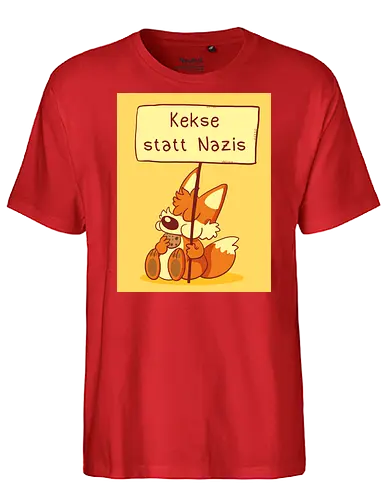 Kekse statt Nazis (mit Background) - Fuchs, Kekse - Fairtrade T-Shirt