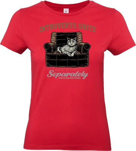 Introverts Unite Separately - Introvert, funny, humor, alone, cat, cats, home, cat lover - Standard T-Shirt (Frauen)