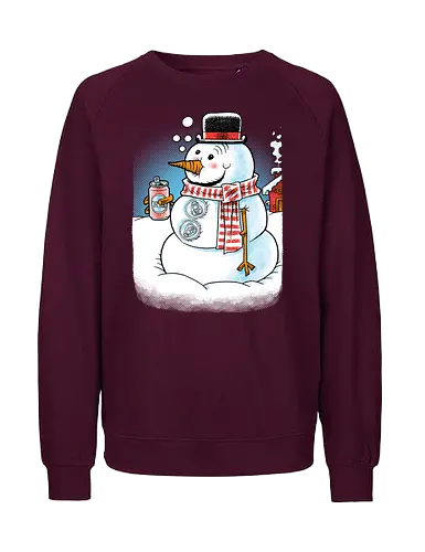 Cold Beer and Cool Buttons - Snowman, Winter, Beer - Fairtrade Sweatshirt