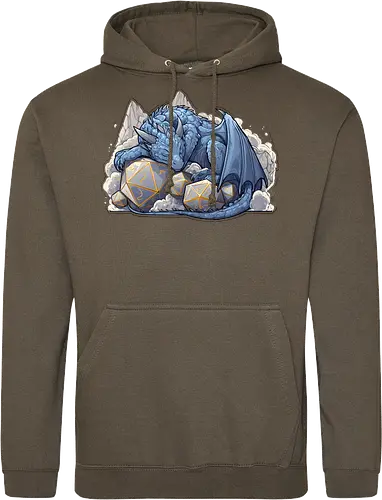 sleeping dragon - dragons, dungeons, fantasy, rpg, monster, cute, blue dragon, tiamat, druid, dragonborn, vecna - Standard Hoodie