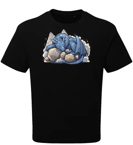 sleeping dragon - dragons, dungeons, fantasy, rpg, monster, cute, blue dragon, tiamat, druid, dragonborn, vecna - Oversize T-Shirt