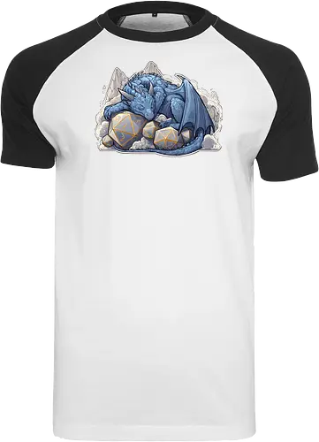 sleeping dragon - dragons, dungeons, fantasy, rpg, monster, cute, blue dragon, tiamat, druid, dragonborn, vecna - Raglan T-Shirt