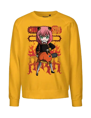 Anya & Pochita - spy x family, Chainsaw, pochita, anya forger, anime crossover, kawaii anime, chibi style, cute anime duo, manga anime, anime art - Fairtrade Sweatshirt
