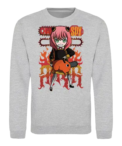 Anya & Pochita - spy x family, Chainsaw, pochita, anya forger, anime crossover, kawaii anime, chibi style, cute anime duo, manga anime, anime art - Sweatshirt