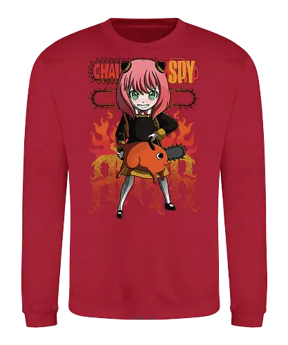 Anya & Pochita - spy x family, Chainsaw, pochita, anya forger, anime crossover, kawaii anime, chibi style, cute anime duo, manga anime, anime art - Sweatshirt