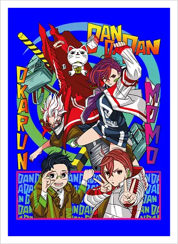 Momo & Okarun - anime art, dandadan, momo ayase, okarun, anime duo, supernatural romance, yokai anime, manga anime, japanese anime - Kunstdruck