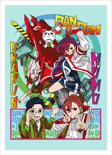 Momo & Okarun - anime art, dandadan, momo ayase, okarun, anime duo, supernatural romance, yokai anime, manga anime, japanese anime - Kunstdruck