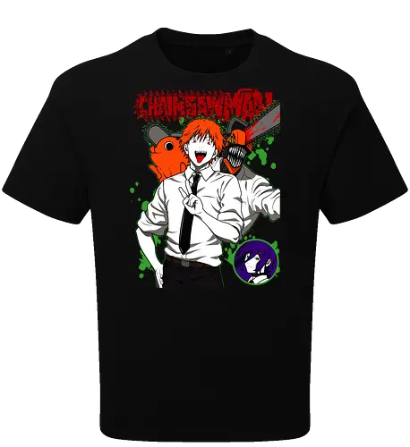 Denji & Reze Chainsawman - Chainsaw, denji and reze, anime duo, dark romance anime, action manga, devil hunters, japanese anime, anime illustration, otaku style - Oversize T-Shirt