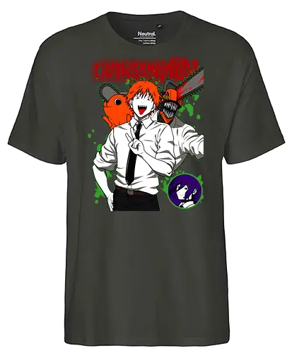 Denji & Reze Chainsawman - Chainsaw, denji and reze, anime duo, dark romance anime, action manga, devil hunters, japanese anime, anime illustration, otaku style - Fairtrade T-Shirt