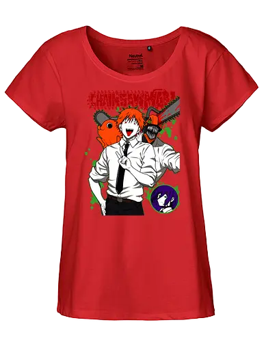 Denji & Reze Chainsawman - Chainsaw, denji and reze, anime duo, dark romance anime, action manga, devil hunters, japanese anime, anime illustration, otaku style - Fairtrade Girl Shirt
