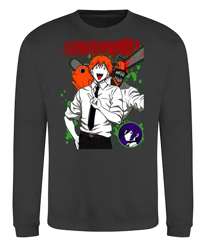 Denji & Reze Chainsawman - Chainsaw, denji and reze, anime duo, dark romance anime, action manga, devil hunters, japanese anime, anime illustration, otaku style - Sweatshirt