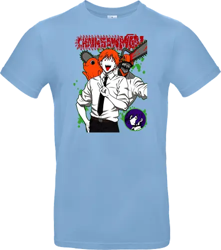 Denji & Reze Chainsawman - Chainsaw, denji and reze, anime duo, dark romance anime, action manga, devil hunters, japanese anime, anime illustration, otaku style - Standard T-Shirt