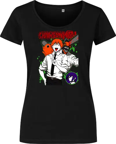 Denji & Reze Chainsawman - Chainsaw, denji and reze, anime duo, dark romance anime, action manga, devil hunters, japanese anime, anime illustration, otaku style - Damen T-Shirt