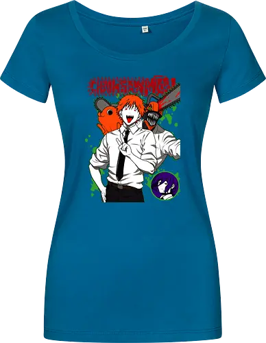 Denji & Reze Chainsawman - Chainsaw, denji and reze, anime duo, dark romance anime, action manga, devil hunters, japanese anime, anime illustration, otaku style - Damen T-Shirt