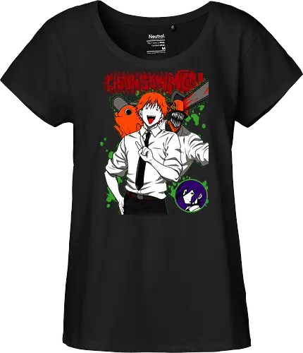 Denji & Reze Chainsawman - Chainsaw, denji and reze, anime duo, dark romance anime, action manga, devil hunters, japanese anime, anime illustration, otaku style - Fairtrade Girl Shirt