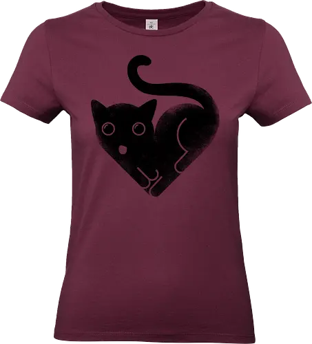 Cat Love - cat, kitty, love, heart shaped, black cat, cute - Standard T-Shirt (Frauen)
