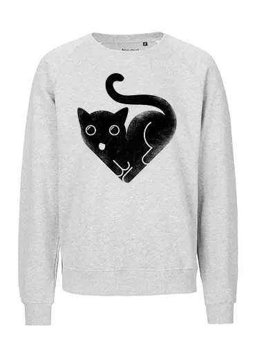 Cat Love - cat, kitty, love, heart shaped, black cat, cute - Fairtrade Sweatshirt