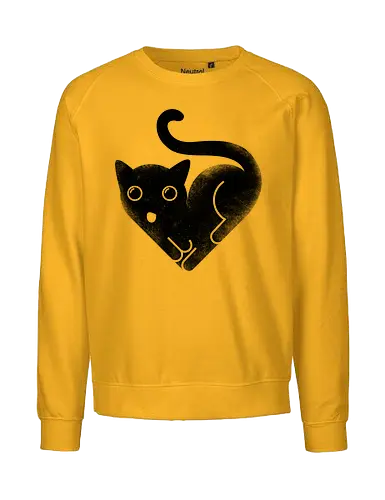 Cat Love - cat, kitty, love, heart shaped, black cat, cute - Fairtrade Sweatshirt