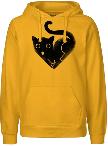 Cat Love - cat, kitty, love, heart shaped, black cat, cute - Fairtrade Hoodie