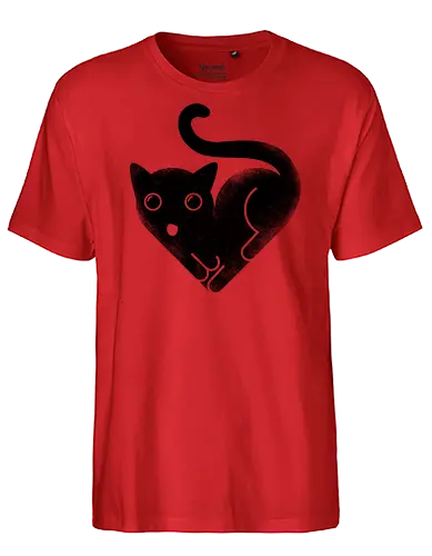 Cat Love - cat, kitty, love, heart shaped, black cat, cute - Fairtrade T-Shirt