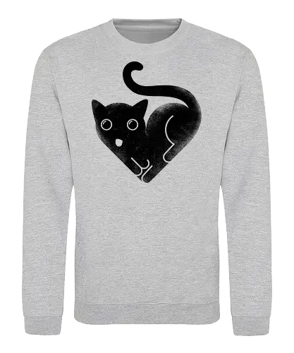 Cat Love - cat, kitty, love, heart shaped, black cat, cute - Sweatshirt
