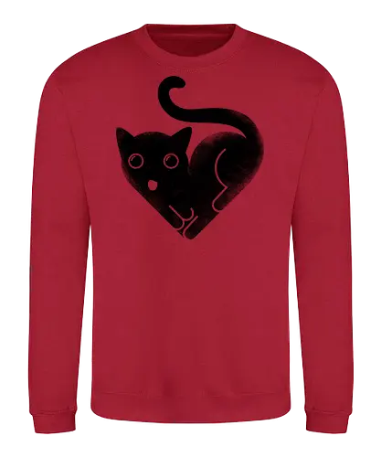 Cat Love - cat, kitty, love, heart shaped, black cat, cute - Sweatshirt