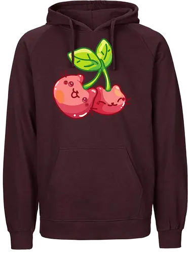 Gatos Cereza Adorables - Gato, Blanco, Animal, Gatito, Rojo, Rosa, Lindo, Hogar, Mascota, Arte de fan, Cereza, Antiestrés - Fairtrade Hoodie