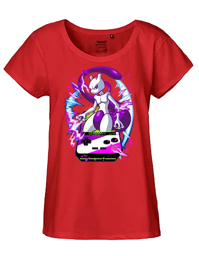 lucky gacha mewtwo - anime, manga, Pocket, mew, legend, cute, funny, game, videogame, retro, vintage, monster - Fairtrade Girl Shirt