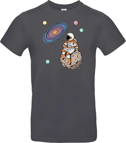Cosmic Contemplation - astronaut on asteroid shirt, space explorer t-shirt, cosmic galaxy graphic tee, astronaut gazing at stars apparel, retro sci-fi space design, astronomy lover gift, aesthetic celestial streetwear, orange and purple galaxy art, outer space adventure clothing, minimalist astronaut top, planetary exploration t-shirt, gift for science geeks, space suit graphic tee, floating on an asteroid shirt, cool nasa style apparel, swirling galaxy artwork, dreamer space shirt, cosmic solitude clothing, modern sci-fi fashion - Standard T-Shirt
