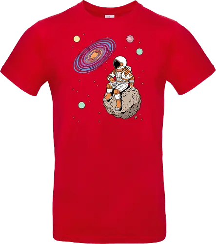 Cosmic Contemplation - astronaut on asteroid shirt, space explorer t-shirt, cosmic galaxy graphic tee, astronaut gazing at stars apparel, retro sci-fi space design, astronomy lover gift, aesthetic celestial streetwear, orange and purple galaxy art, outer space adventure clothing, minimalist astronaut top, planetary exploration t-shirt, gift for science geeks, space suit graphic tee, floating on an asteroid shirt, cool nasa style apparel, swirling galaxy artwork, dreamer space shirt, cosmic solitude clothing, modern sci-fi fashion - Standard T-Shirt