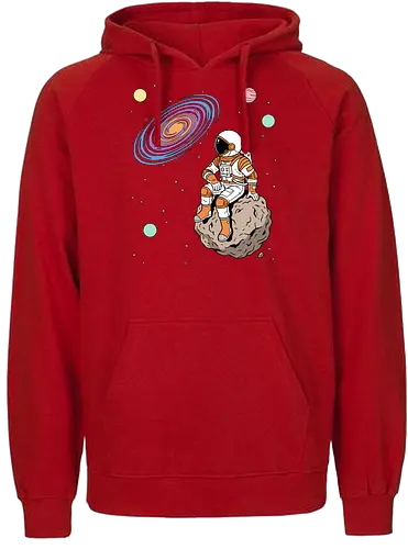 Cosmic Contemplation - astronaut on asteroid shirt, space explorer t-shirt, cosmic galaxy graphic tee, astronaut gazing at stars apparel, retro sci-fi space design, astronomy lover gift, aesthetic celestial streetwear, orange and purple galaxy art, outer space adventure clothing, minimalist astronaut top, planetary exploration t-shirt, gift for science geeks, space suit graphic tee, floating on an asteroid shirt, cool nasa style apparel, swirling galaxy artwork, dreamer space shirt, cosmic solitude clothing, modern sci-fi fashion - Fairtrade Hoodie