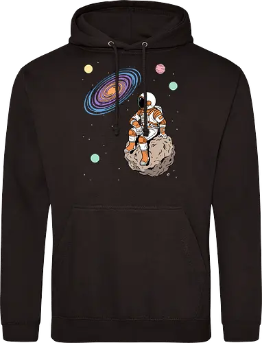 Cosmic Contemplation - astronaut on asteroid shirt, space explorer t-shirt, cosmic galaxy graphic tee, astronaut gazing at stars apparel, retro sci-fi space design, astronomy lover gift, aesthetic celestial streetwear, orange and purple galaxy art, outer space adventure clothing, minimalist astronaut top, planetary exploration t-shirt, gift for science geeks, space suit graphic tee, floating on an asteroid shirt, cool nasa style apparel, swirling galaxy artwork, dreamer space shirt, cosmic solitude clothing, modern sci-fi fashion - Standard Hoodie