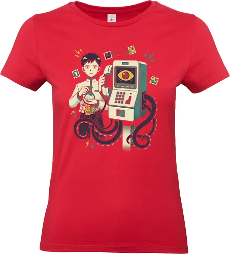 "Spectral Connection" Retro Japanese Surreal Anime - supernatural communication merch, bizarre japanese streetwear, occult anime fan gift, eye-screen phone graphic, eerie anime character shirt, unique otaku fashion, spectral connection shirt, haunted payphone t-shirt, surreal anime graphic tee, japanese urban legend apparel, tentacle horror design, retro 90s anime clothing, mystical charms t-shirt, ofuda aesthetic streetwear, cosmic horror anime top, teal and purple graphic shirt, vintage halftone anime art, psychological thriller apparel, mystery anime t-shirt - Standard T-Shirt (Frauen)