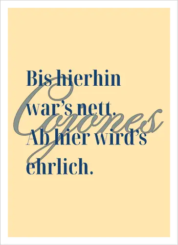 Cojones-Ehrlichkeit - Rückendruck