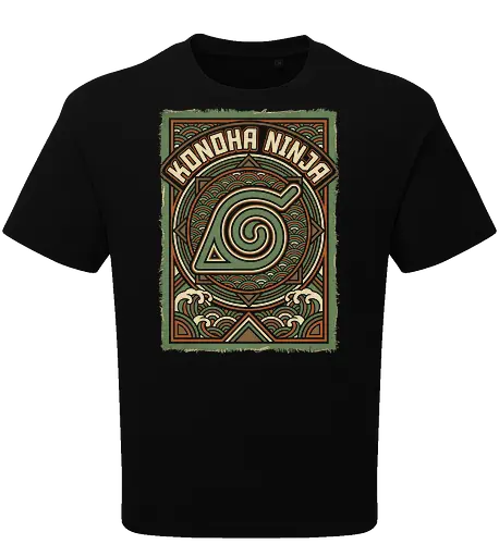 Konoha Ninja - konoha ninja shirt, hidden leaf village t-shirt, shinobi symbol graphic tee, japanese wave anime clothing, seigaiha pattern ninja top, retro anime aesthetic streetwear, minimalist ninja fan merch, will of fire t-shirt, vintage japanese graphic shirt, leaf village emblem apparel, moss green anime top, traditional japanese art clothing, ninja lineage t-shirt, hidden village shinobi gear, geometric anime design, classic manga fan gift, earth tone streetwear, leaf village insignia shirt, stylish otaku fashion - Oversize T-Shirt