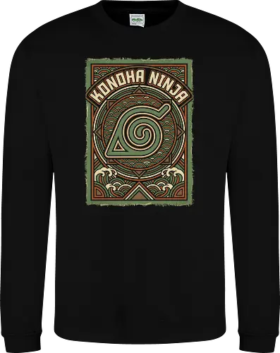 Konoha Ninja - konoha ninja shirt, hidden leaf village t-shirt, shinobi symbol graphic tee, japanese wave anime clothing, seigaiha pattern ninja top, retro anime aesthetic streetwear, minimalist ninja fan merch, will of fire t-shirt, vintage japanese graphic shirt, leaf village emblem apparel, moss green anime top, traditional japanese art clothing, ninja lineage t-shirt, hidden village shinobi gear, geometric anime design, classic manga fan gift, earth tone streetwear, leaf village insignia shirt, stylish otaku fashion - Sweatshirt