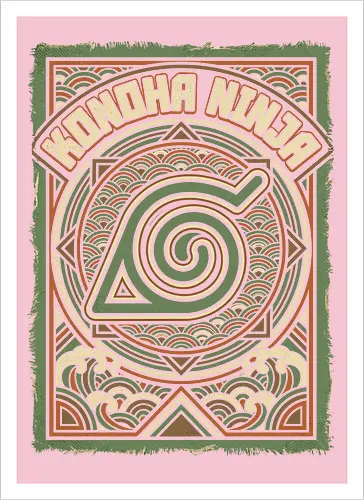 Konoha Ninja - konoha ninja shirt, hidden leaf village t-shirt, shinobi symbol graphic tee, japanese wave anime clothing, seigaiha pattern ninja top, retro anime aesthetic streetwear, minimalist ninja fan merch, will of fire t-shirt, vintage japanese graphic shirt, leaf village emblem apparel, moss green anime top, traditional japanese art clothing, ninja lineage t-shirt, hidden village shinobi gear, geometric anime design, classic manga fan gift, earth tone streetwear, leaf village insignia shirt, stylish otaku fashion - Kunstdruck