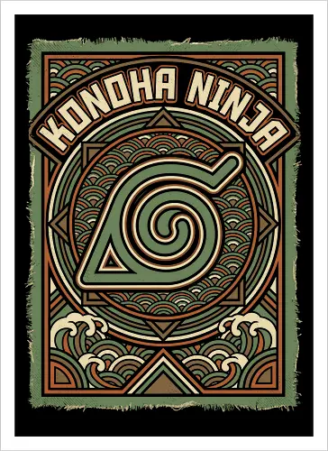 Konoha Ninja - konoha ninja shirt, hidden leaf village t-shirt, shinobi symbol graphic tee, japanese wave anime clothing, seigaiha pattern ninja top, retro anime aesthetic streetwear, minimalist ninja fan merch, will of fire t-shirt, vintage japanese graphic shirt, leaf village emblem apparel, moss green anime top, traditional japanese art clothing, ninja lineage t-shirt, hidden village shinobi gear, geometric anime design, classic manga fan gift, earth tone streetwear, leaf village insignia shirt, stylish otaku fashion - Kunstdruck