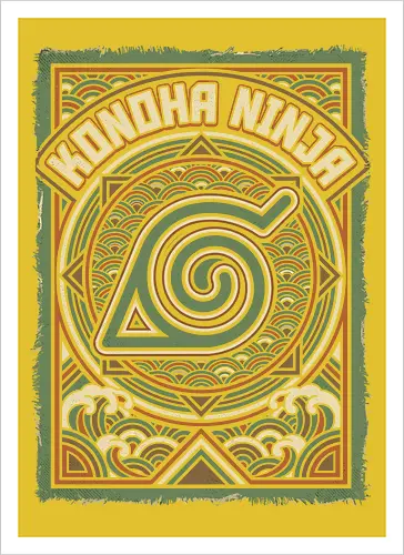 Konoha Ninja - konoha ninja shirt, hidden leaf village t-shirt, shinobi symbol graphic tee, japanese wave anime clothing, seigaiha pattern ninja top, retro anime aesthetic streetwear, minimalist ninja fan merch, will of fire t-shirt, vintage japanese graphic shirt, leaf village emblem apparel, moss green anime top, traditional japanese art clothing, ninja lineage t-shirt, hidden village shinobi gear, geometric anime design, classic manga fan gift, earth tone streetwear, leaf village insignia shirt, stylish otaku fashion - Kunstdruck