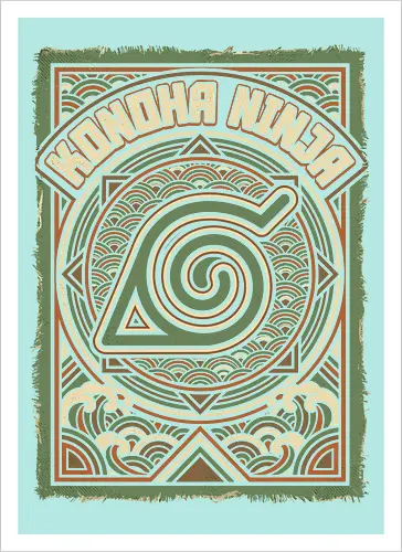 Konoha Ninja - konoha ninja shirt, hidden leaf village t-shirt, shinobi symbol graphic tee, japanese wave anime clothing, seigaiha pattern ninja top, retro anime aesthetic streetwear, minimalist ninja fan merch, will of fire t-shirt, vintage japanese graphic shirt, leaf village emblem apparel, moss green anime top, traditional japanese art clothing, ninja lineage t-shirt, hidden village shinobi gear, geometric anime design, classic manga fan gift, earth tone streetwear, leaf village insignia shirt, stylish otaku fashion - Kunstdruck