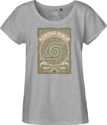 Konoha Ninja - konoha ninja shirt, hidden leaf village t-shirt, shinobi symbol graphic tee, japanese wave anime clothing, seigaiha pattern ninja top, retro anime aesthetic streetwear, minimalist ninja fan merch, will of fire t-shirt, vintage japanese graphic shirt, leaf village emblem apparel, moss green anime top, traditional japanese art clothing, ninja lineage t-shirt, hidden village shinobi gear, geometric anime design, classic manga fan gift, earth tone streetwear, leaf village insignia shirt, stylish otaku fashion - Fairtrade Girl Shirt