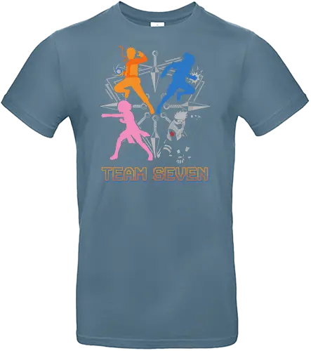 Team Seven Retro Minimalist Ninja Squad - colorful pop art anime shirt, ninja training gear, legendary squad t-shirt, stylish otaku fashion, team seven shirt, ninja squad t-shirt, hidden leaf village apparel, orange ninja silhouette tee, blue rival graphic shirt, pink kunoichi clothing, silver hair sensei t-shirt, retro anime streetwear, minimalist shonen fan merch, kunai knife design, shinobi bond t-shirt, vibrant anime silhouettes, heroic trio clothing, geometric ninja art, classic manga fan gift - Standard T-Shirt