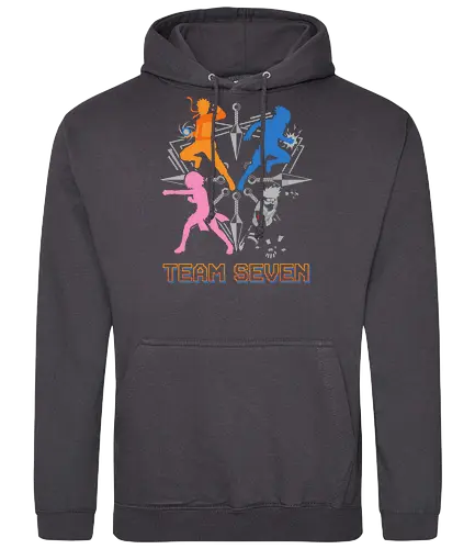 Team Seven Retro Minimalist Ninja Squad - colorful pop art anime shirt, ninja training gear, legendary squad t-shirt, stylish otaku fashion, team seven shirt, ninja squad t-shirt, hidden leaf village apparel, orange ninja silhouette tee, blue rival graphic shirt, pink kunoichi clothing, silver hair sensei t-shirt, retro anime streetwear, minimalist shonen fan merch, kunai knife design, shinobi bond t-shirt, vibrant anime silhouettes, heroic trio clothing, geometric ninja art, classic manga fan gift - Standard Hoodie