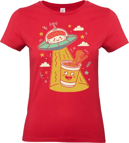 Sushi UFO Abduction - sushi ufo shirt, kawaii ramen t-shirt, japanese food space apparel, cute alien sushi design, ramen abduction graphic tee, pastel aesthetic food clothing, nigiri ufo t-shirt, whimsical japanese streetwear, funny food parody shirt, cosmic kitchen apparel, adorable sushi pilot top, cup noodles space art, kids kawaii food shirt, sushi lover gift, space ramen graphic, quirky food illustration tee, soft girl aesthetic clothing, japanese snack fan merch, fun sushi t-shirt - Standard T-Shirt (Frauen)