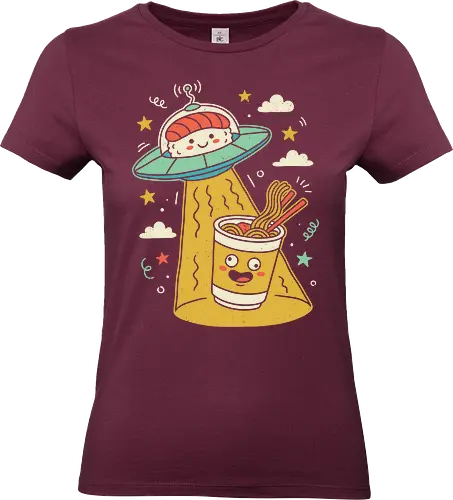 Sushi UFO Abduction - sushi ufo shirt, kawaii ramen t-shirt, japanese food space apparel, cute alien sushi design, ramen abduction graphic tee, pastel aesthetic food clothing, nigiri ufo t-shirt, whimsical japanese streetwear, funny food parody shirt, cosmic kitchen apparel, adorable sushi pilot top, cup noodles space art, kids kawaii food shirt, sushi lover gift, space ramen graphic, quirky food illustration tee, soft girl aesthetic clothing, japanese snack fan merch, fun sushi t-shirt - Standard T-Shirt (Frauen)