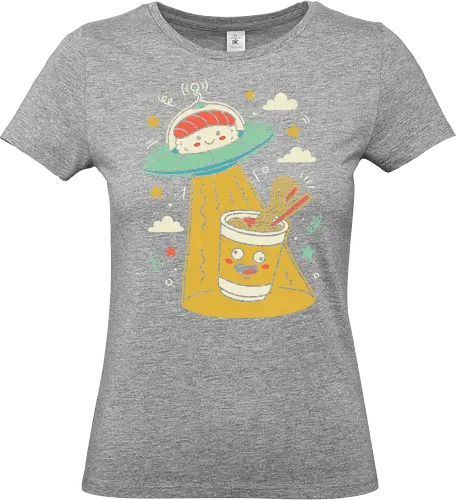 Sushi UFO Abduction - sushi ufo shirt, kawaii ramen t-shirt, japanese food space apparel, cute alien sushi design, ramen abduction graphic tee, pastel aesthetic food clothing, nigiri ufo t-shirt, whimsical japanese streetwear, funny food parody shirt, cosmic kitchen apparel, adorable sushi pilot top, cup noodles space art, kids kawaii food shirt, sushi lover gift, space ramen graphic, quirky food illustration tee, soft girl aesthetic clothing, japanese snack fan merch, fun sushi t-shirt - Standard T-Shirt (Frauen)