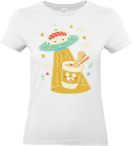 Sushi UFO Abduction - sushi ufo shirt, kawaii ramen t-shirt, japanese food space apparel, cute alien sushi design, ramen abduction graphic tee, pastel aesthetic food clothing, nigiri ufo t-shirt, whimsical japanese streetwear, funny food parody shirt, cosmic kitchen apparel, adorable sushi pilot top, cup noodles space art, kids kawaii food shirt, sushi lover gift, space ramen graphic, quirky food illustration tee, soft girl aesthetic clothing, japanese snack fan merch, fun sushi t-shirt - Standard T-Shirt (Frauen)