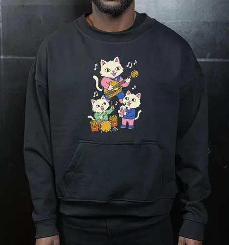 Burger Jam Kawaii Rocker Cats Retro Pastel Graphic